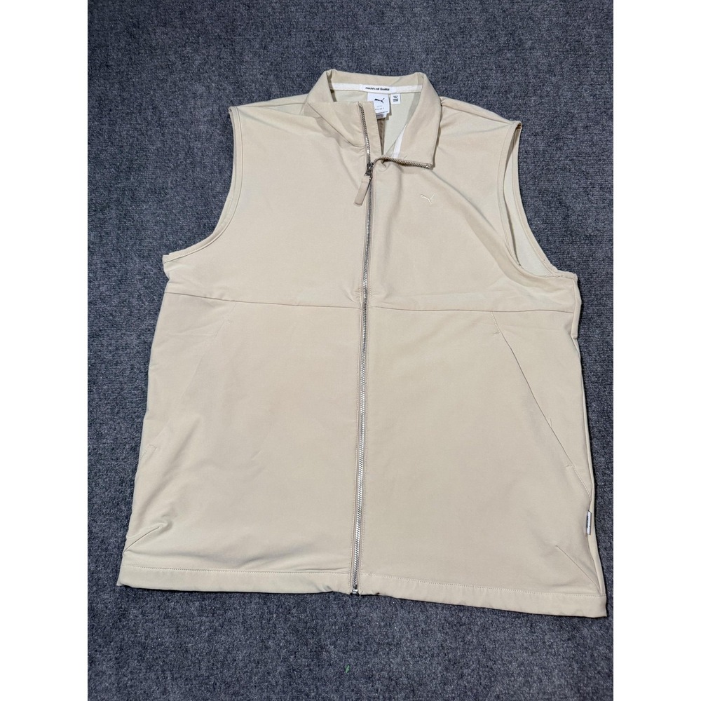 Puma Select Vest Mens Large Beige Softshell Full Zip Lined Lightweight Outdoor